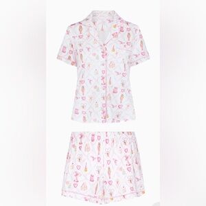 LoveShackFancy x Roller Rabbit Sugarplum Lattice Polo Pajamas XS
